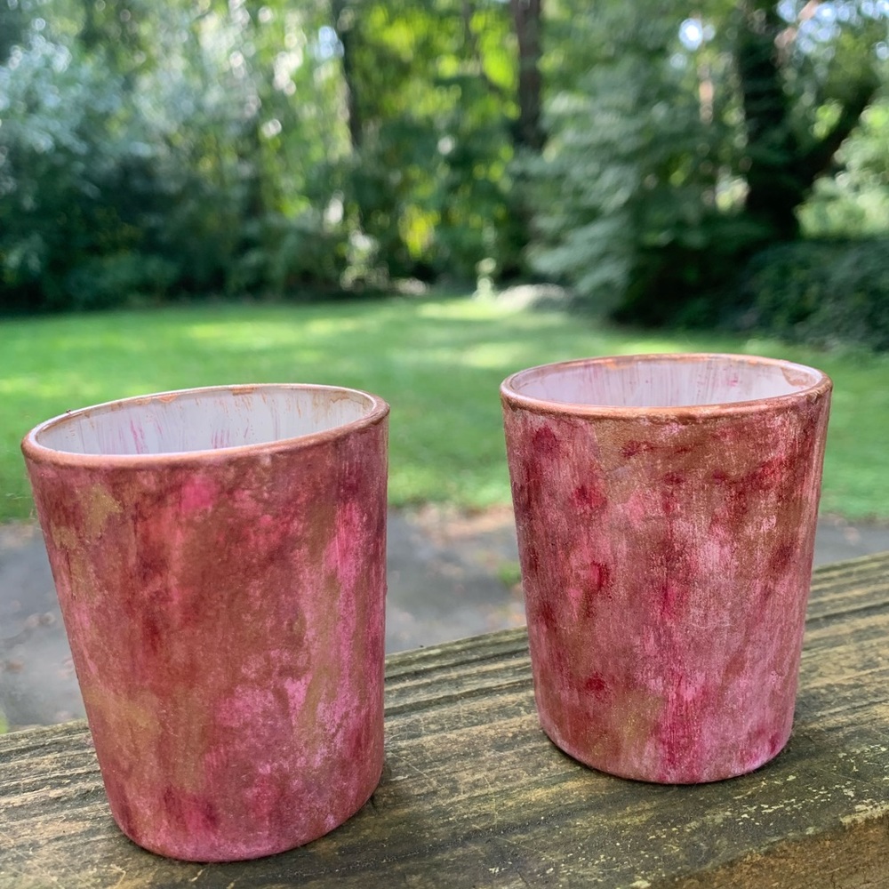 Hand Painted Votive Candle Holder Set - Picture 3 of 8